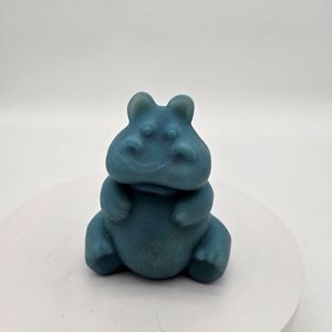 Fenton Glass Georgia Blue Satin Hippo Figurine Mosser Made In USA